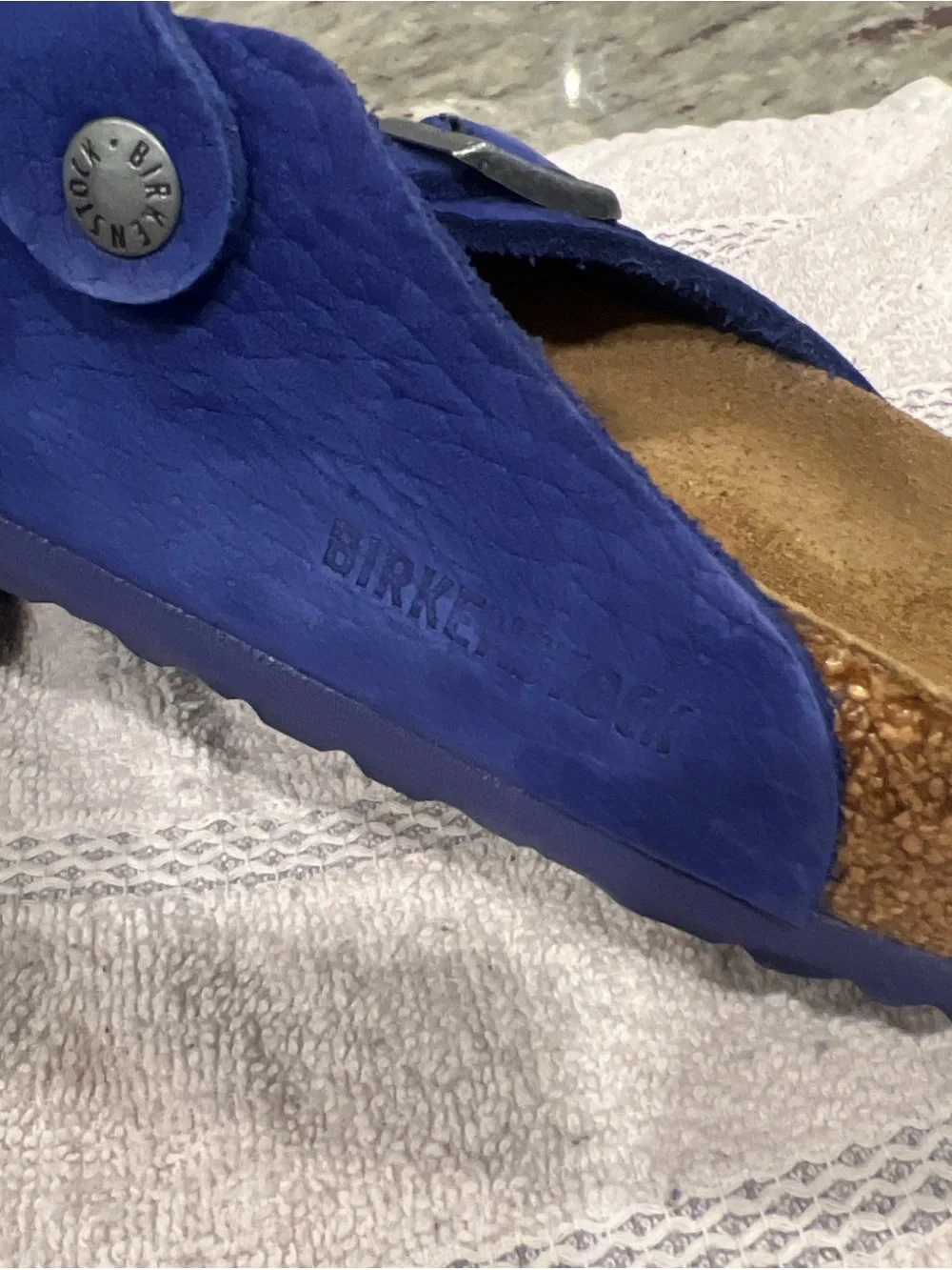 Birkenstock Blue Suede Clog Sandals Buckle Slip-On Solid Casual US 10